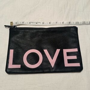 LOVE Black Zip Pouch with Pink Lettering